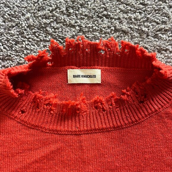 Bare Knuckles Cropped Cashmere Wool Sweater Burnt Orange Men’s Size Large L - Picture 3 of 7